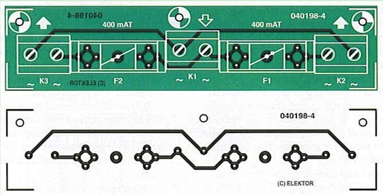 Figure 9. A small auxiliary circuit board for the fuses and mains connections.