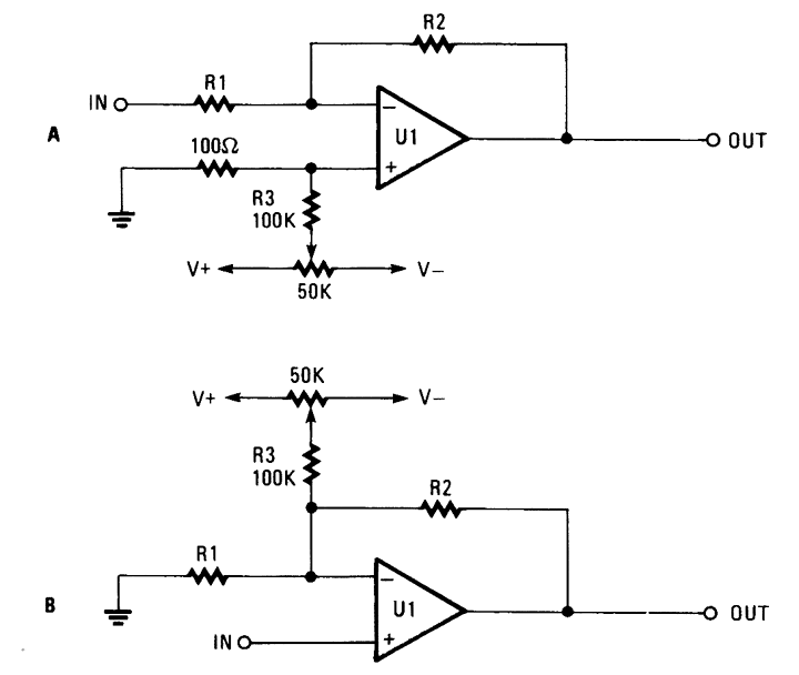 op amp offset and null circuit