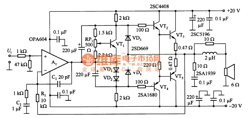 15w Audio Power Amplifier Circuit Diagram Composed Of Opa604 Amplifier Circuits Audio Amplifier Circuit Circuit Diagram Seekic Com
