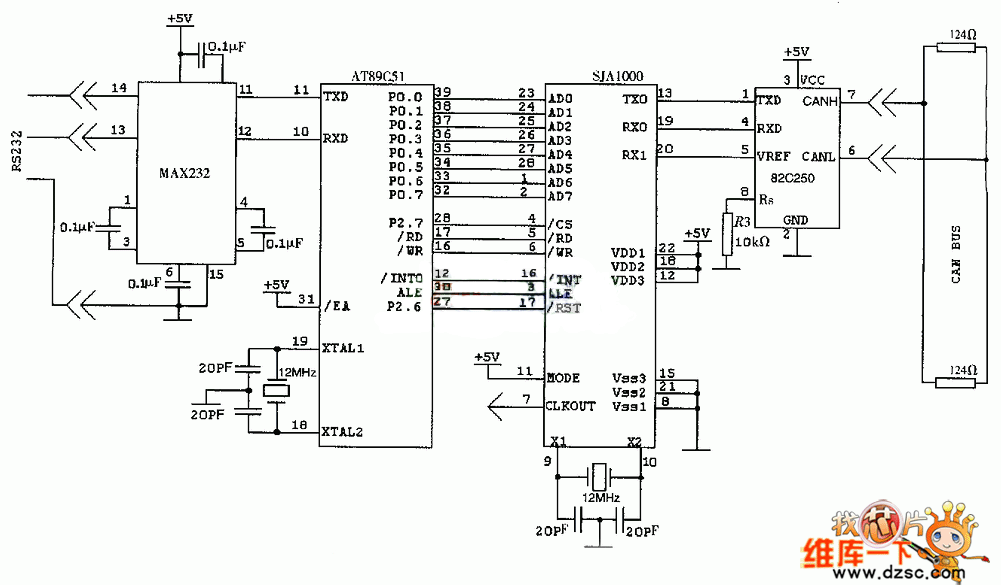 SJA1000 CAN controller application circuit diagram - Control_Circuit