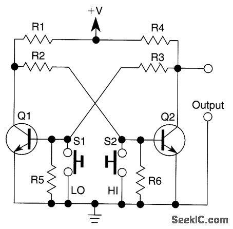 FLIP_FLOP_OR_BISTABLE_MULTIVIBRATOR_WITH_PUSHBUTTON_TRIGGERING