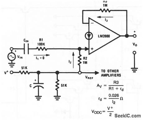 Norton_noninverting_ac_amplifier_with_voltage_reference_biasing