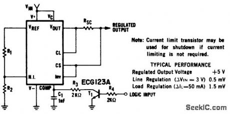 Remote_shutdown_regulator＋5_voltswith_current_limiting_using_an_ECG915_