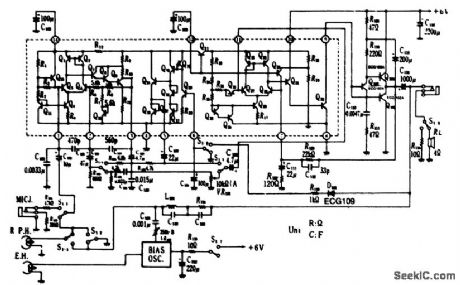 Audio_amplifier_for_tape_recorder_using_an_EGG1043_14_pin_DIP