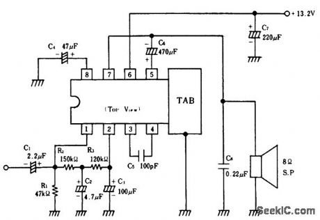 15_watt_2_watt_AF_power_amplifiers_using_an_ECG1141_1140_8_pin_DIP