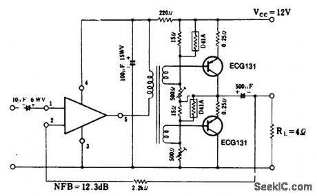 4_watt_audio_power_amplifier_using_an_ECG1102_as_an_AF_driver