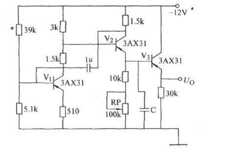 The sawtooth wave self-excitation circuit with adjustable frequency
