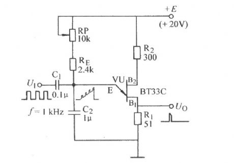 Single-junction transistor self-excited multivibrator frequency dividing circuit