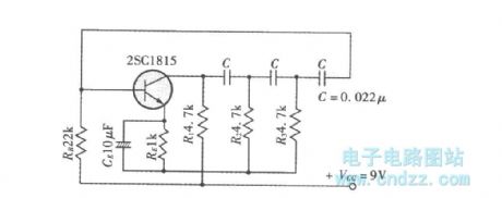 The example of phase-shift oscillator circuit