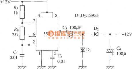 IC555 negative voltage generation circuit using Timer