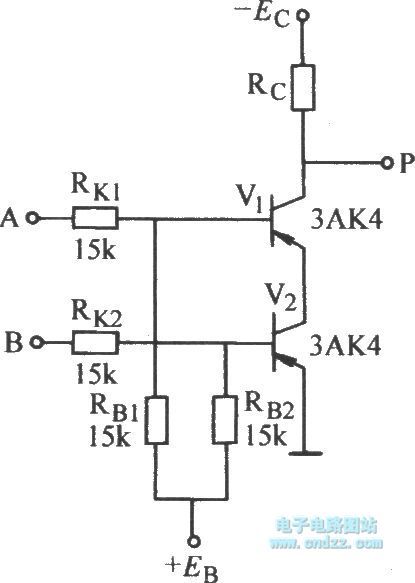 The transistor NAND gate circuit with two input ends