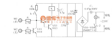 Double-button touching light switching circuit ( 1 )