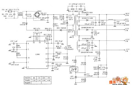 The application circuit diagram of L5991 in 90 W computer monitor power