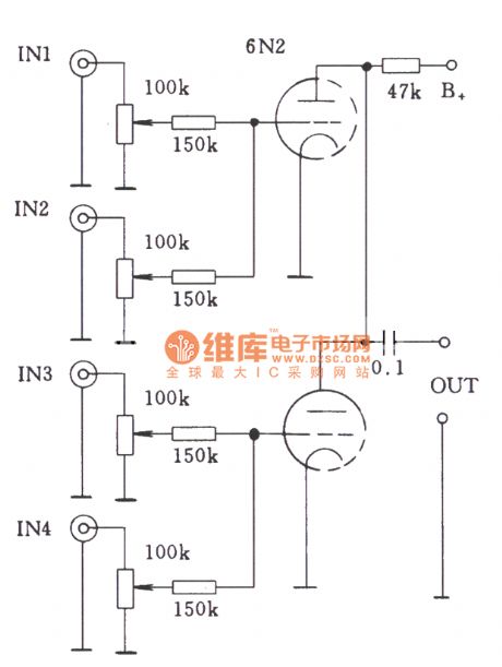 The single-stage multi- way resistor coupled - direct input mixed coupled tube circuit