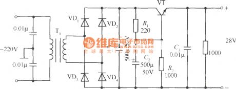 28V Simple regulated power supply circuit