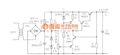 1.45V to 15V full sampling regulated power supply circuit