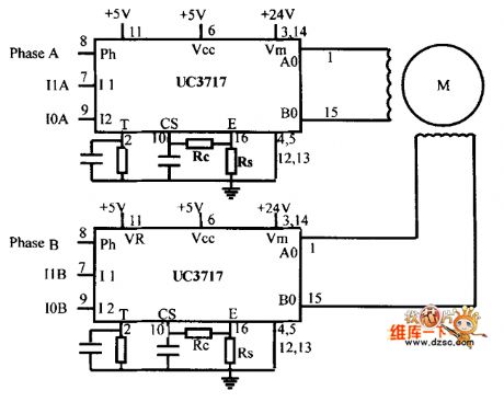 UC3717 Two-phase Stepping Motor Control Driving Circuit Diagram