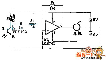 Beam of light receiving circuit diagram