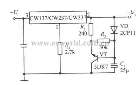 Slow start integrated regulated voltage power supply with CW137