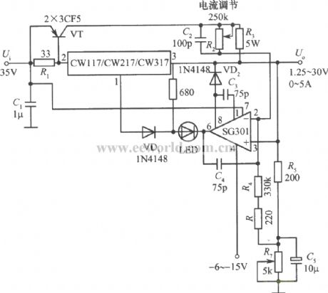 Constant voltage/constant-current supply with CW117