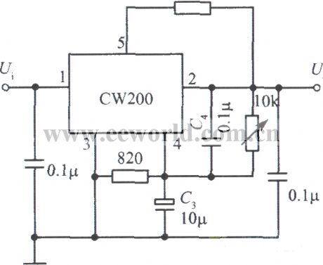 Low ripple integrated regulated voltage power supply with CW200