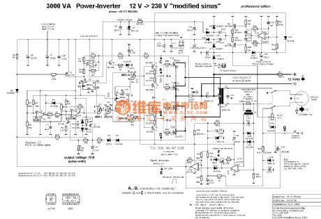 The circuit diagram of inverter with 12V-230V 1KW