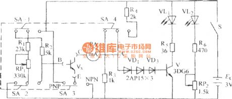 Transistor amplifier multiples test circuits