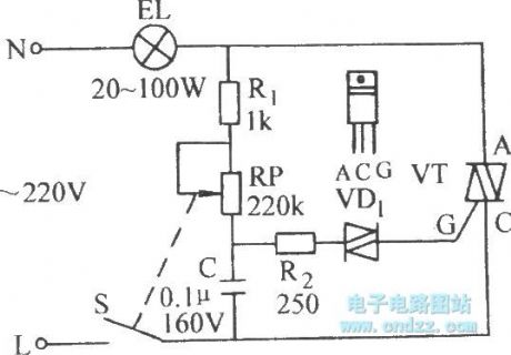 Bi-directional thyristor stepless light, speed adjustment circuit