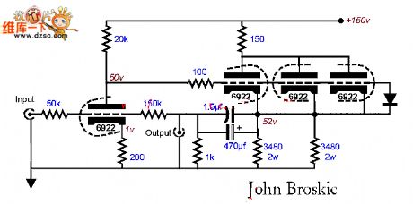 6922 electron tube amp circuit diagram