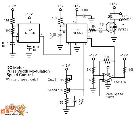 DC electric machine PWM speed circuit principle circuit