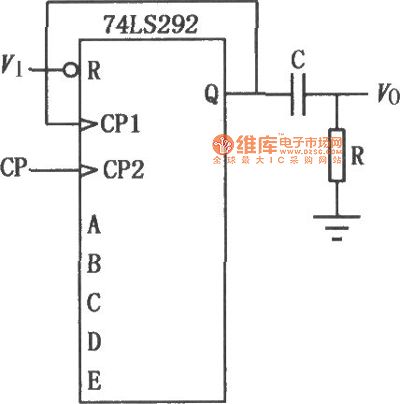 Programmable frequency divider time delay circuit diagram with 74LS292