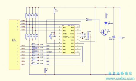 Using PIC16C54 drive LCD simple air-conditioner remote control circuit diagram
