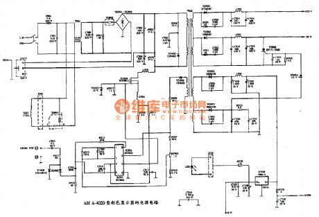 The power supply circuit diagram of AM A-4040 type color display