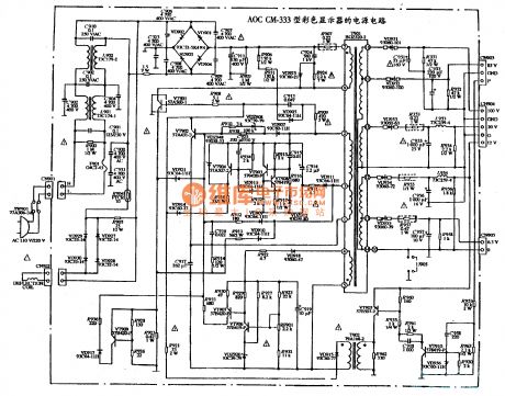 The power supply circuit diagram of AOC CM-333 type color display