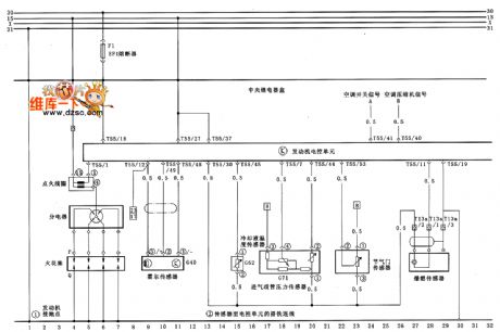 Santana AFE type engine M.1.5.4 type electronic control system circuit diagram