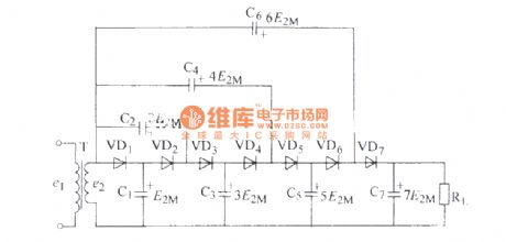 Seven times voltage rectifier circuit 1