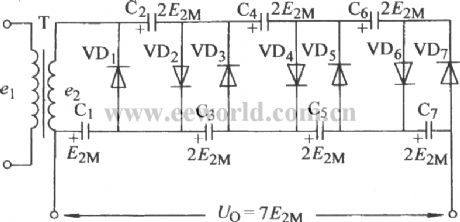Seven times voltage rectifier circuit 2