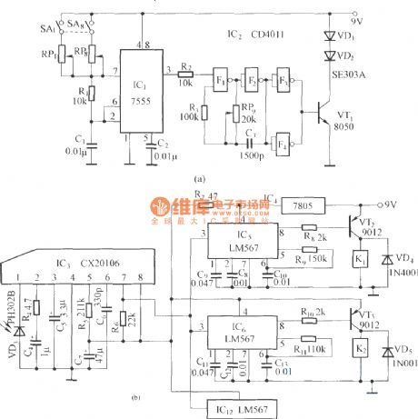 8-channel infrared remote control circuit diagram