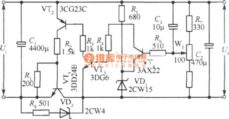 15V 1A collector output stabilized voltage supply circuit