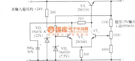 Simple 15V regulated power supply circuit