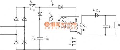 Flyback single-stage parallel PFC converter circuit