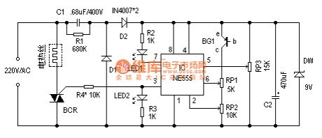 Heating blanket thermostat circuit diagram with temperature-controlled