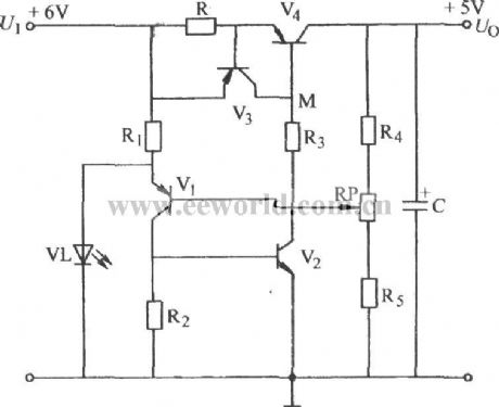 Steady voltage circuit only with 1V difference between input voltage and output voltage