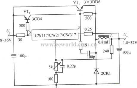 Switching integrated regulated power supply with 4A output current