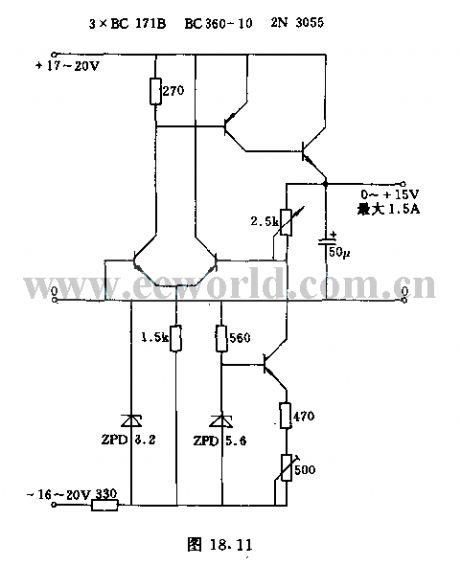 Serial regulating circuit with adjustable output voltage