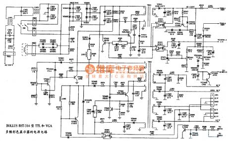 The power supply circuit diagram of BOLLUS BST-314 type TTL and VGA multiple frequency color display