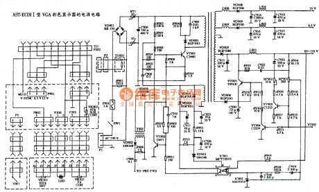 The power supply circuit diagram of AST ECDI-I type CGA color display