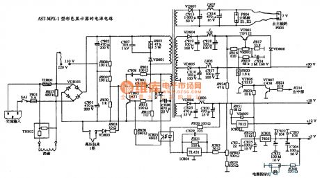 The power supply circuit diagram of AST MPX-1 type color display