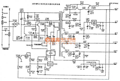 The power supply circuit diagram of AST MPX-2 type color display