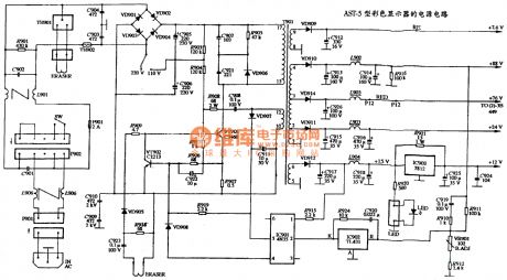 The power supply circuit diagram of AST-5 type color display